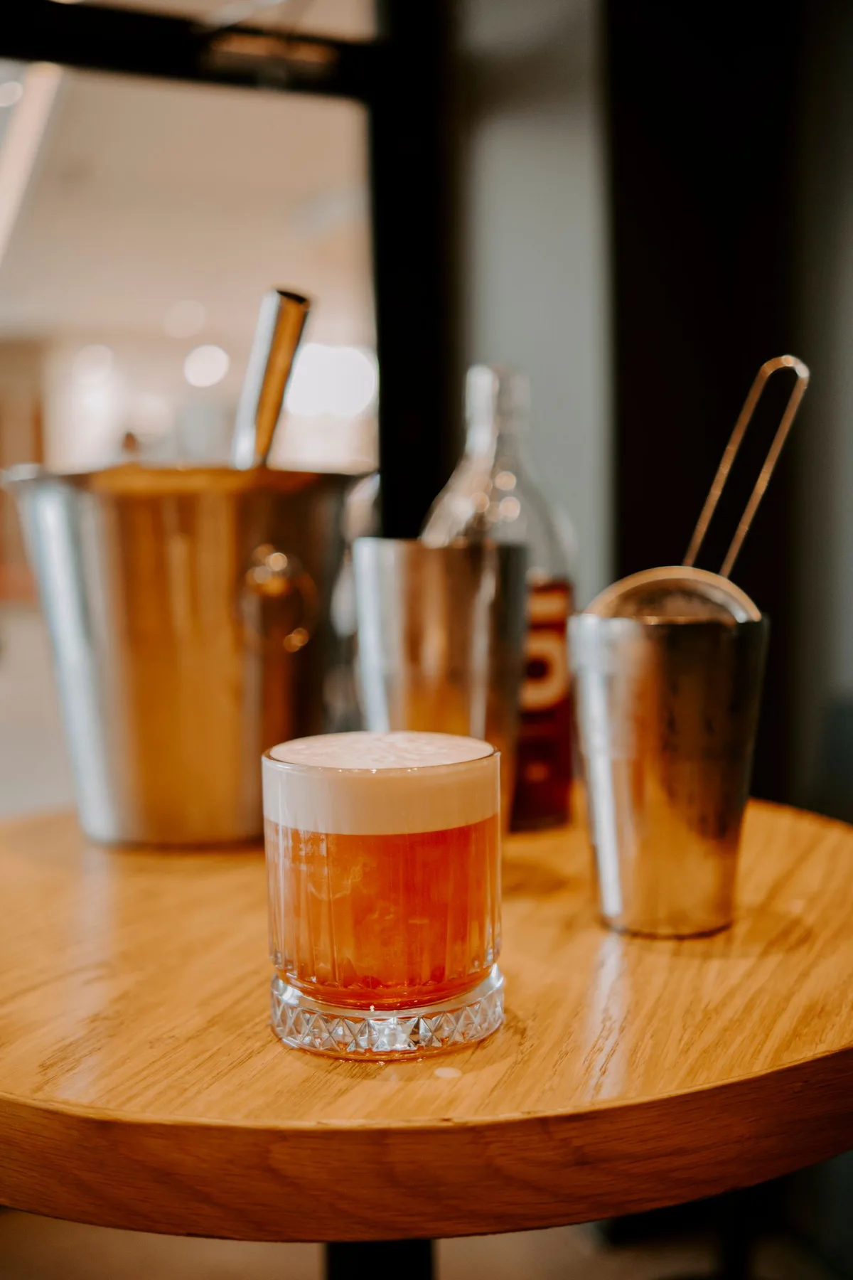 Amaretto Spritz, amber over ice