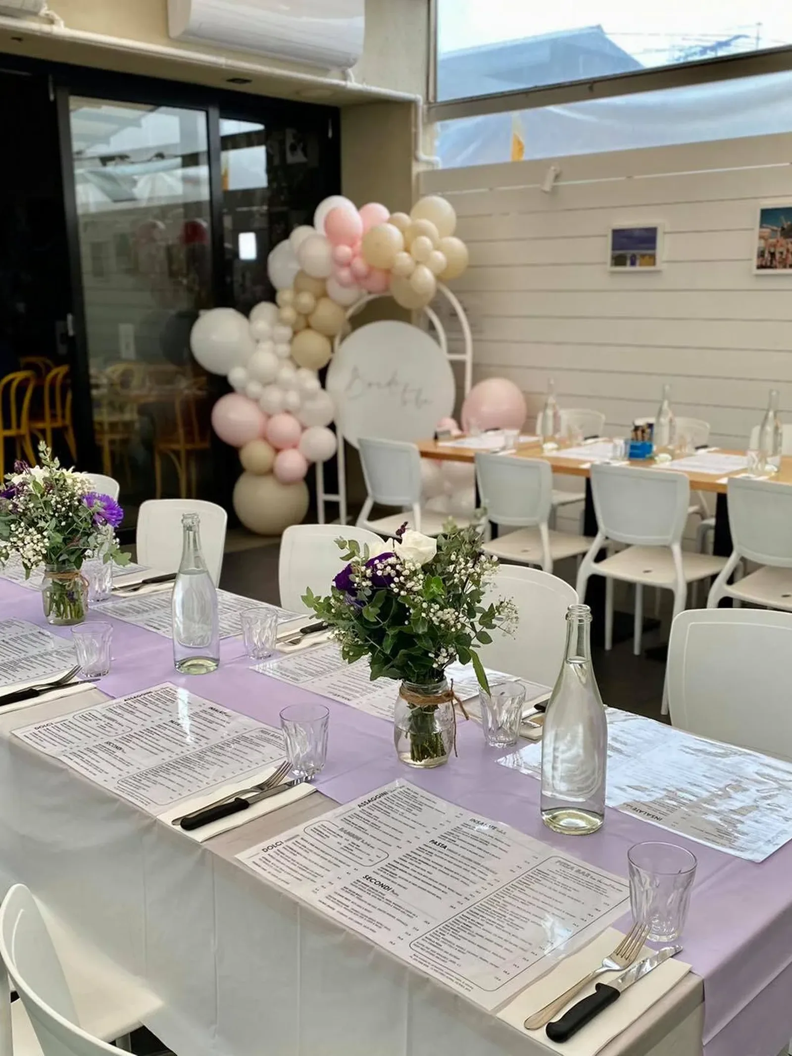 A private function set up at Pier 71, decorated for a celebration